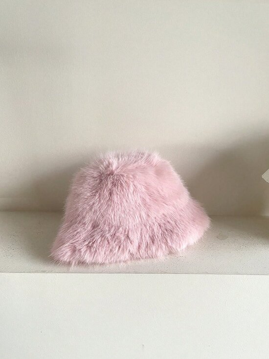 Pink Casual Women\'s Thickened Warm Plush Ear Protection faux fur Bucket Hat main image 4